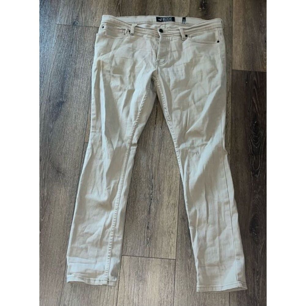 Rude Skinny Denim Jeans Men's 36x32 Five Pockets Khaki